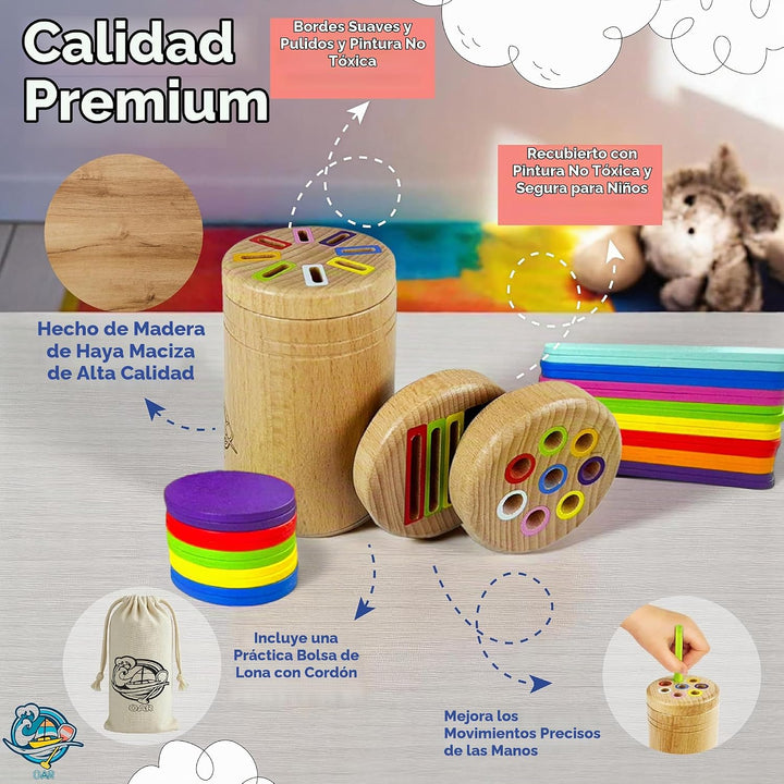OAR Juguetes Montessori de madera para bebés y niños pequeños 1-3,...