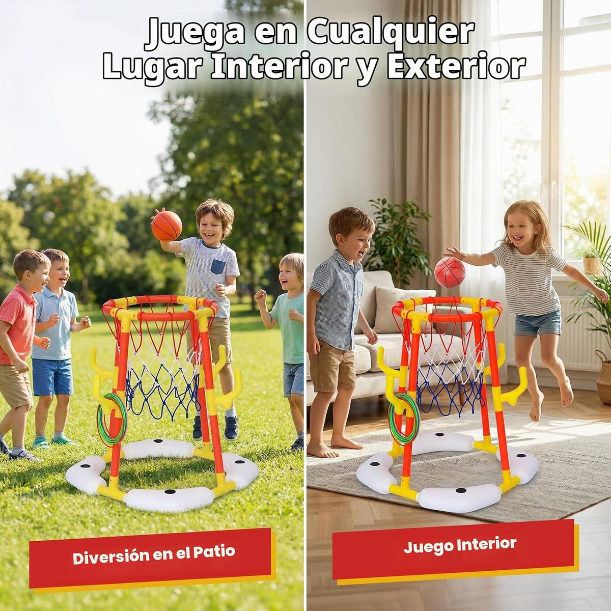 2 en 1 - Juguetes de lanzamiento de aro y anillo de baloncesto