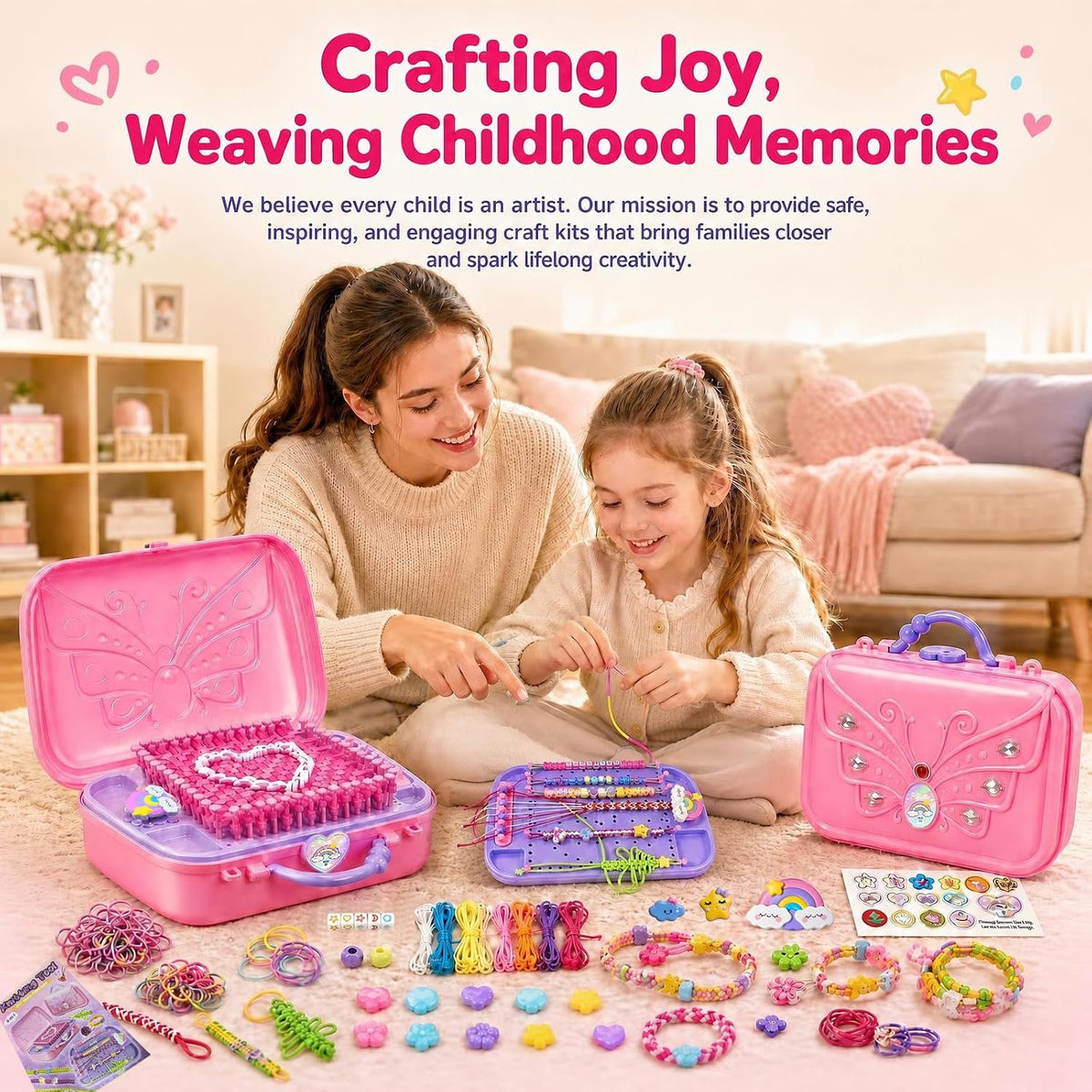 Kit de Pulseras de Amistad Multifuncional para Hacer con Telar de Tejeduría para Niñas de 6–12