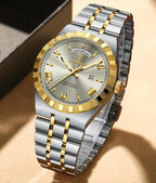 Poedagar Reloj de negocios para hombre, clásico de la semana, fecha, impermeable, luminoso, reloj de pulsera para hombre, acero inoxidable, moda de cuarzo, relojes masculinos