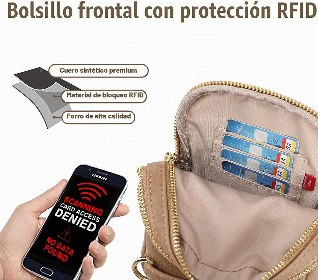 Bolso cruzado antirrobo para mujer, bolso bandolera pequeño