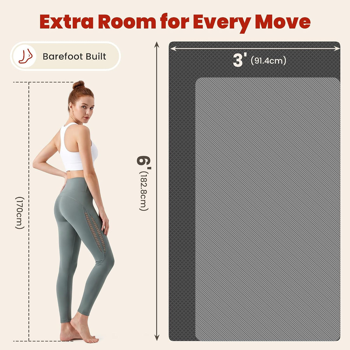 Colchoneta de Yoga Grande, 6' x 4' / 6' x 3' x 6 mm / 8 mm / 12 mm de espesor para entrenamiento