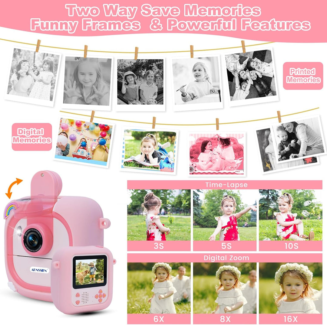 Cámara para niños con impresión instantánea para niñas y niños, 108...
