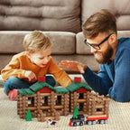 Wondertoys Juego de troncos de madera de 208 piezas, troncos de construcción clásicos a partir de 3 años, el mejor juego de regalo de construcción retro para niños, regalos educativos de ingeniería de