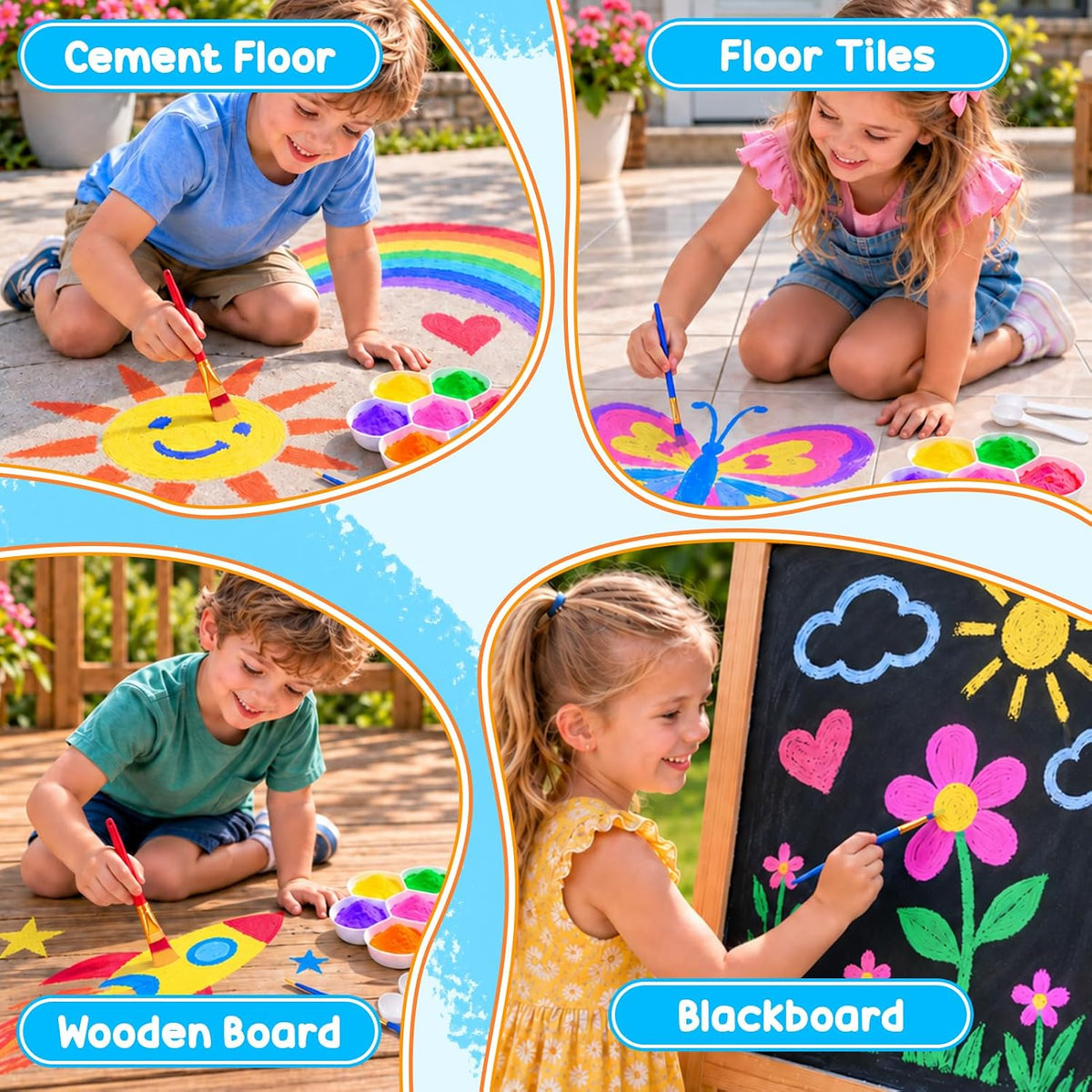 Juego de pintura de tiza para niños, 7 colores, tiza lavable para jugar al