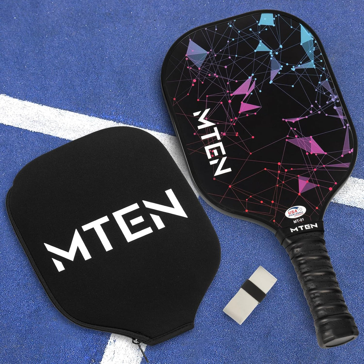 MTEN Palas de Pickleball Set de 2/4/1 Aprobadas USAPA; Raquetas de Fibra de Vidrio