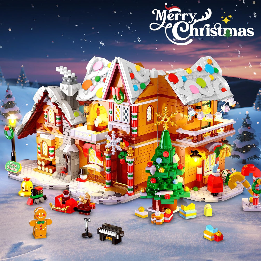 Juego de construcción de casa de jengibre de Navidad de 3