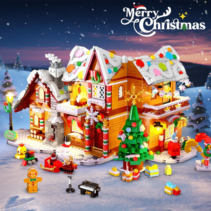 Juego de construcción de casa de jengibre de Navidad de 3