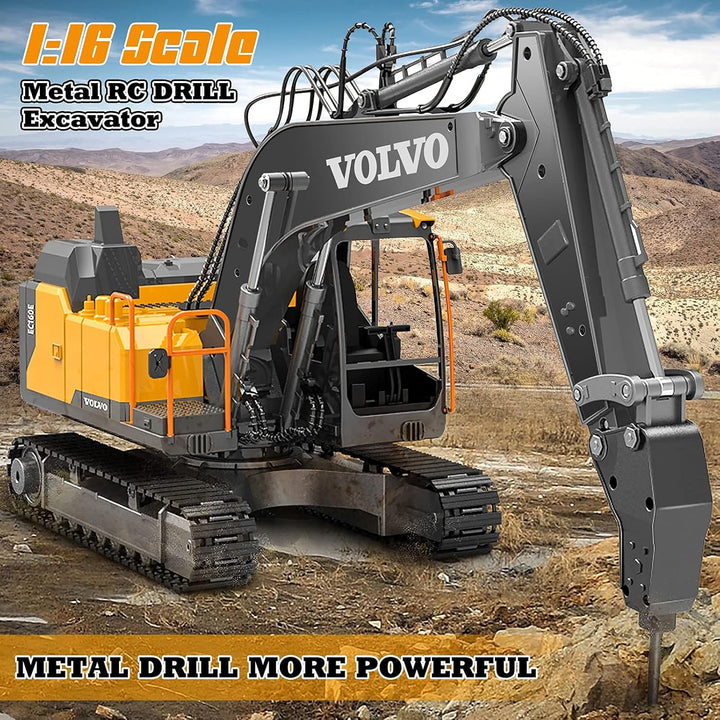 DOUBLE E Volvo Excavadora RC de 17 canales 3 en 1, juguetes de cons...