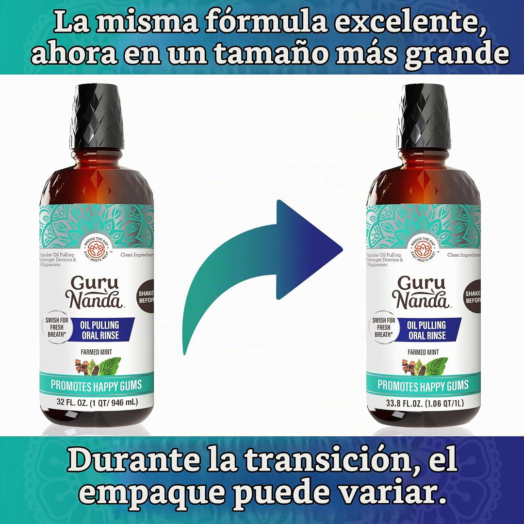 GuruNanda Enjuague Bucal de Aceite de Coco y Menta para Higiene Ora...
