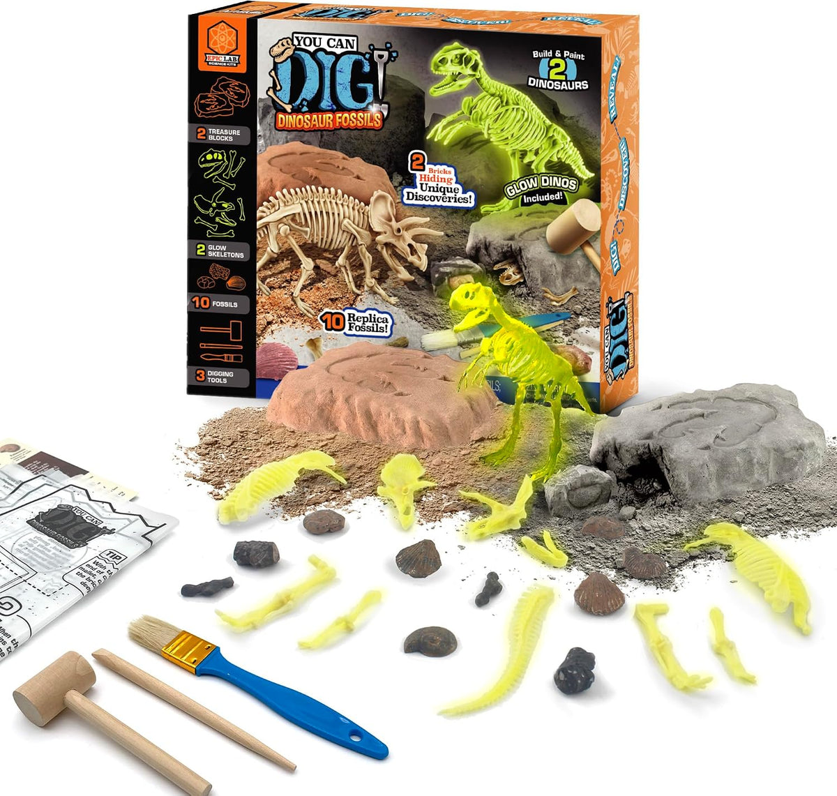 ArtSkills Kit de excavación de fósiles de dinosaurios para niños que