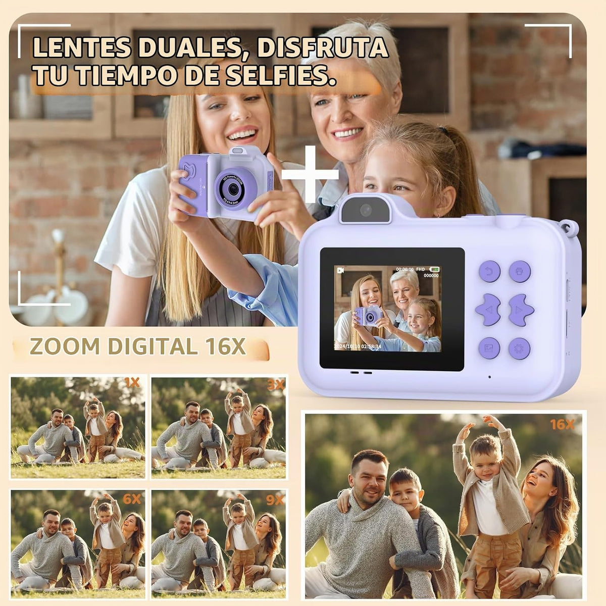 Cámara de impresión instantánea para niños de 4 a 12 años, regalo de cumpleaños para niñas y niños