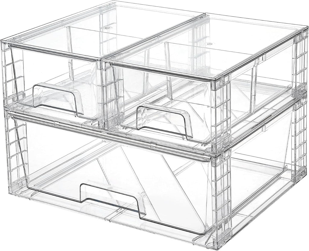 Vtopmart Cajones de almacenamiento apilables transparentes, juego de 3