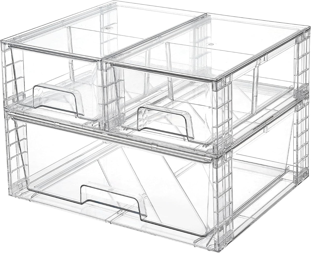 Vtopmart Cajones de almacenamiento apilables transparentes, juego de 3