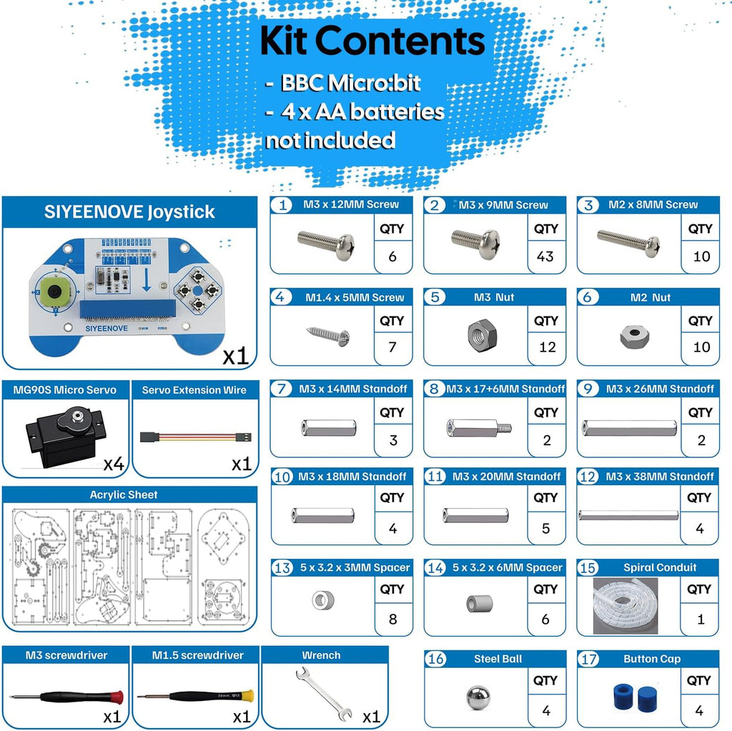 Microbit Smart Robotic Arm Kit 4DF Kit de construcción de brazo mecánico programable para edades de 14 años en adelante para aprender codificación, ciencia e ingeniería, Micro:bit v2 y pilas