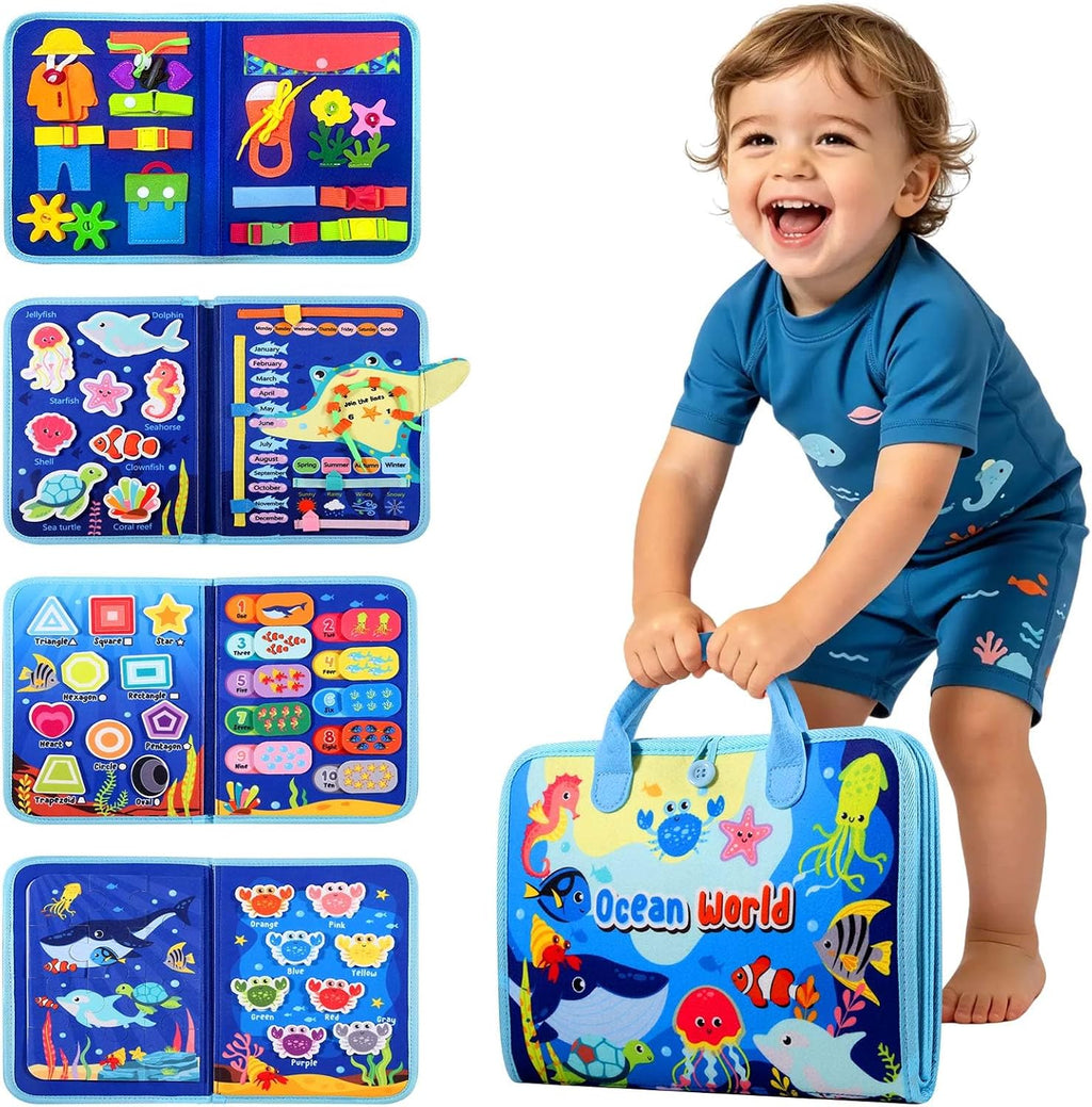 Winblo Tablero de actividades para niños pequeños, juguetes Montessori para niños pequeños, regalo de cumpleaños, libro educativo sensorial de aprendizaje ocupado para niños pequeños, actividades para