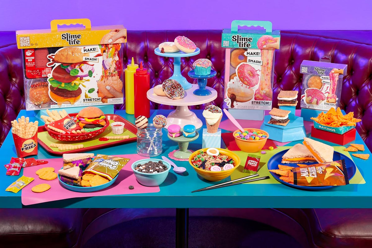 Slime Life Kit de slime DIY de hamburguesa con queso: desempaqueta ingredientes para hacer, aplastar y estirar tu slime de alimentos, a partir de 8 años