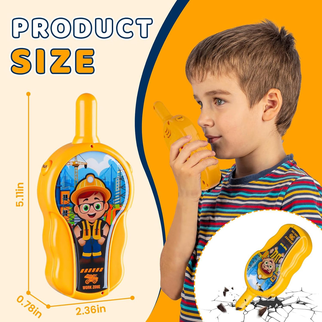 Walkie Talkies para niños, paquete de 2 unidades, tema de construcc...