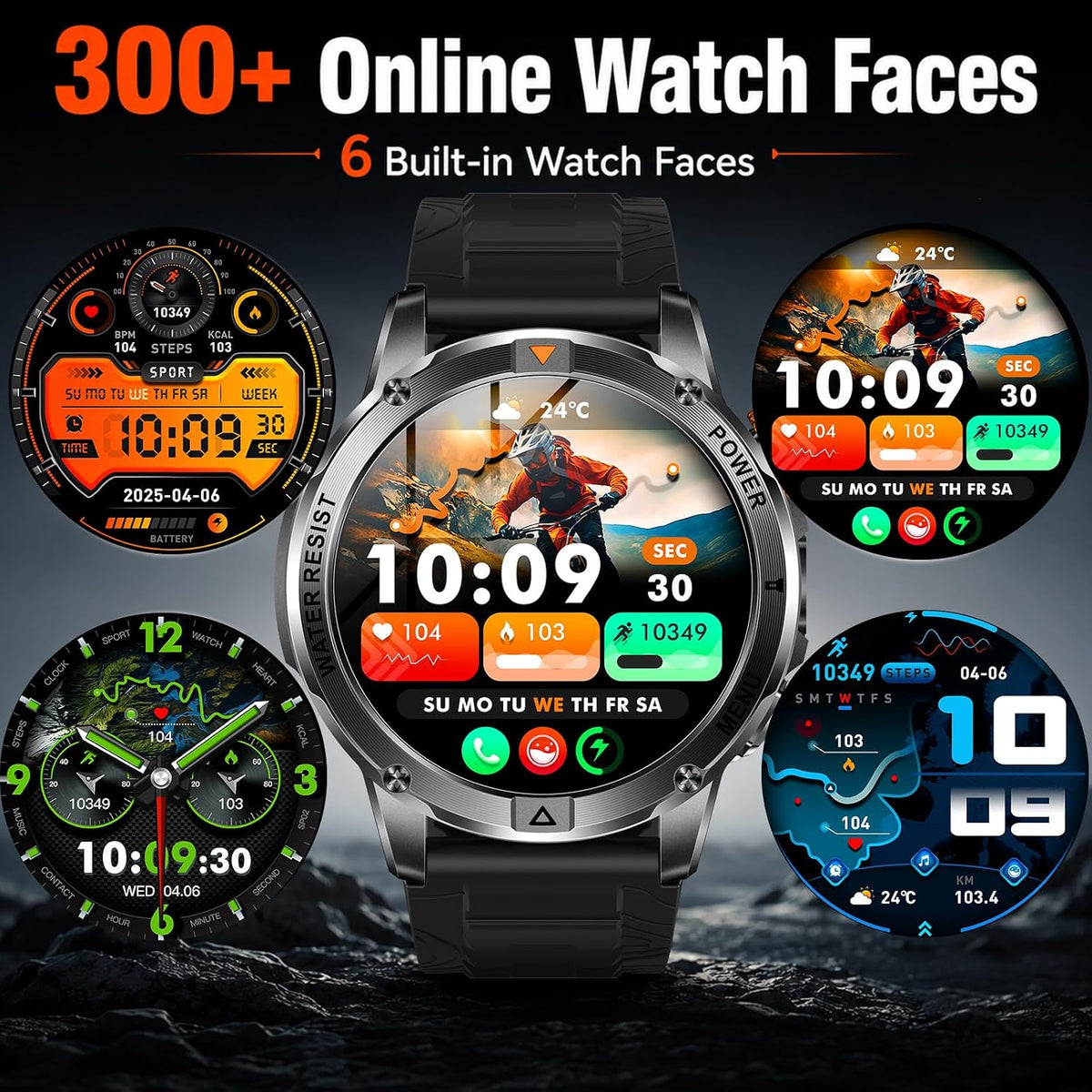 KPEP Smart Watch para Hombre (Responder/Hacer Llamada) - Smartwatch Militar HD de 1.53"