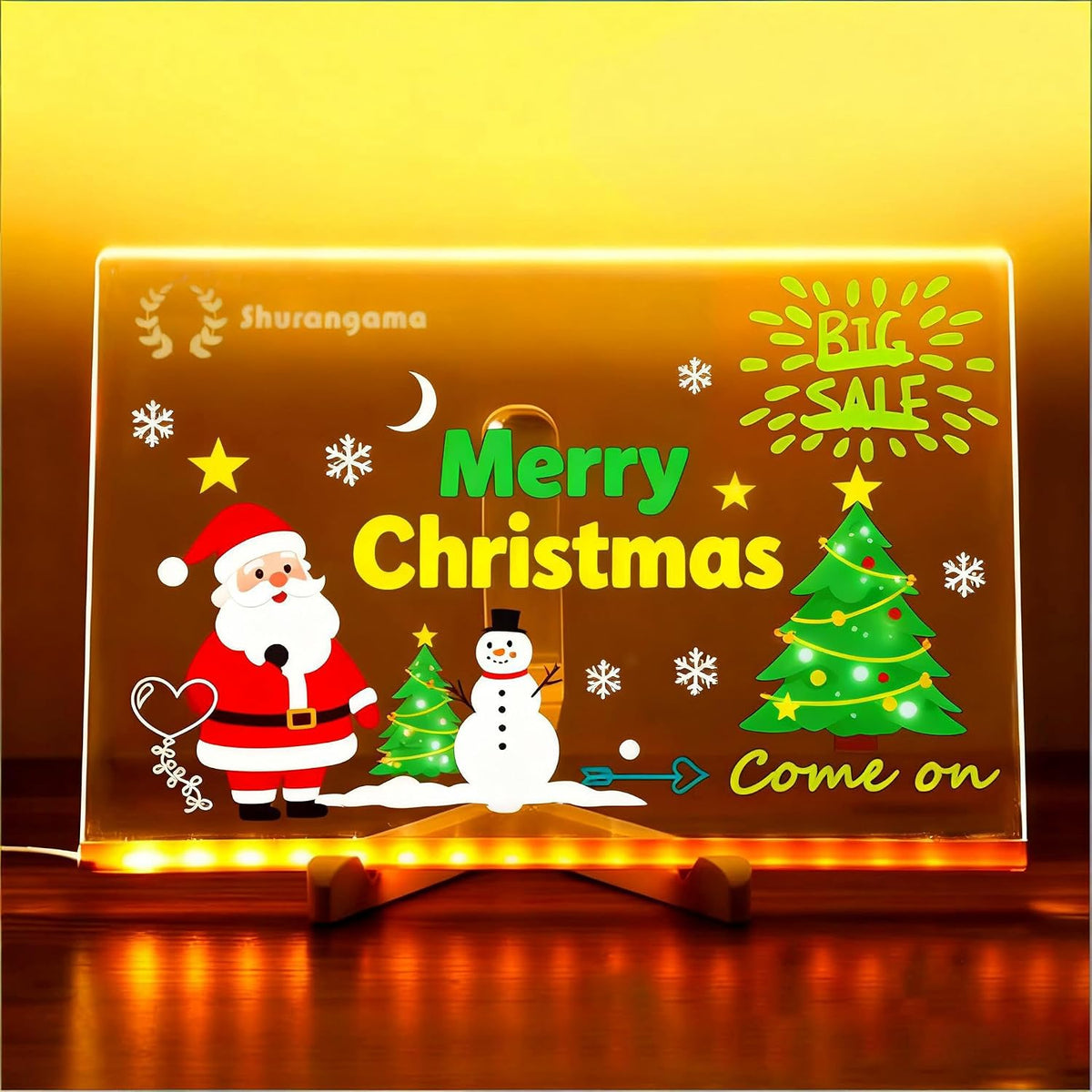 Tablero de notas LED con colores 12 colores iluminados acrílico tablero de dibujo – Luz nocturna de borrado en seco con soporte para el hogar, oficina, regalo, festival (8 x 8 pulgadas)