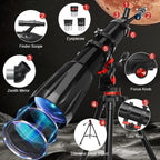 Telescopio HETEKAN para adultos de alta potencia, apertura de 3.543 in, refractor de 35.433 in