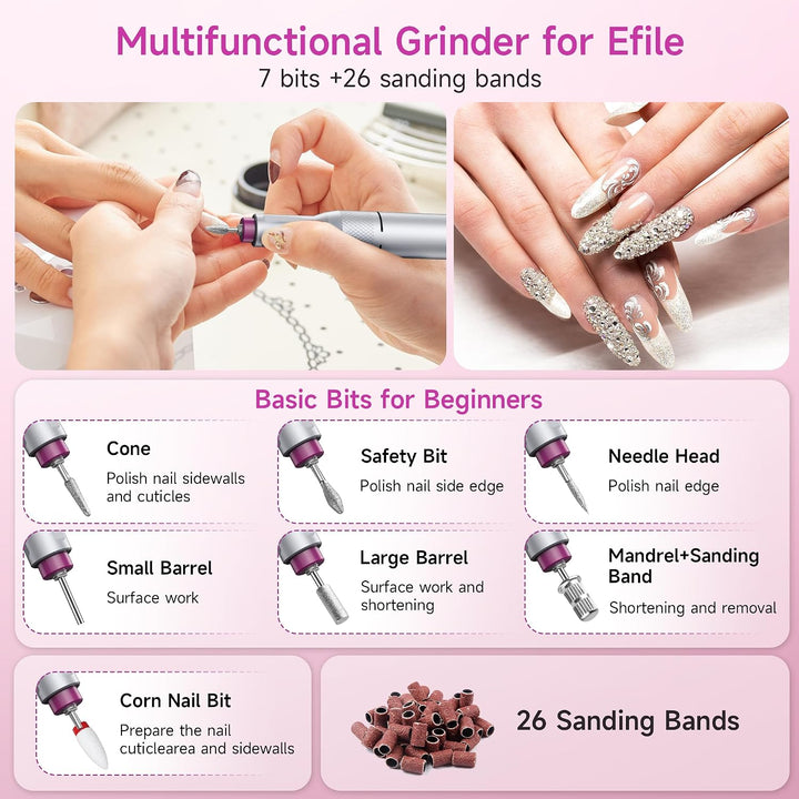 Taladro de uñas eléctrico profesional, lima de uñas portátil para u...