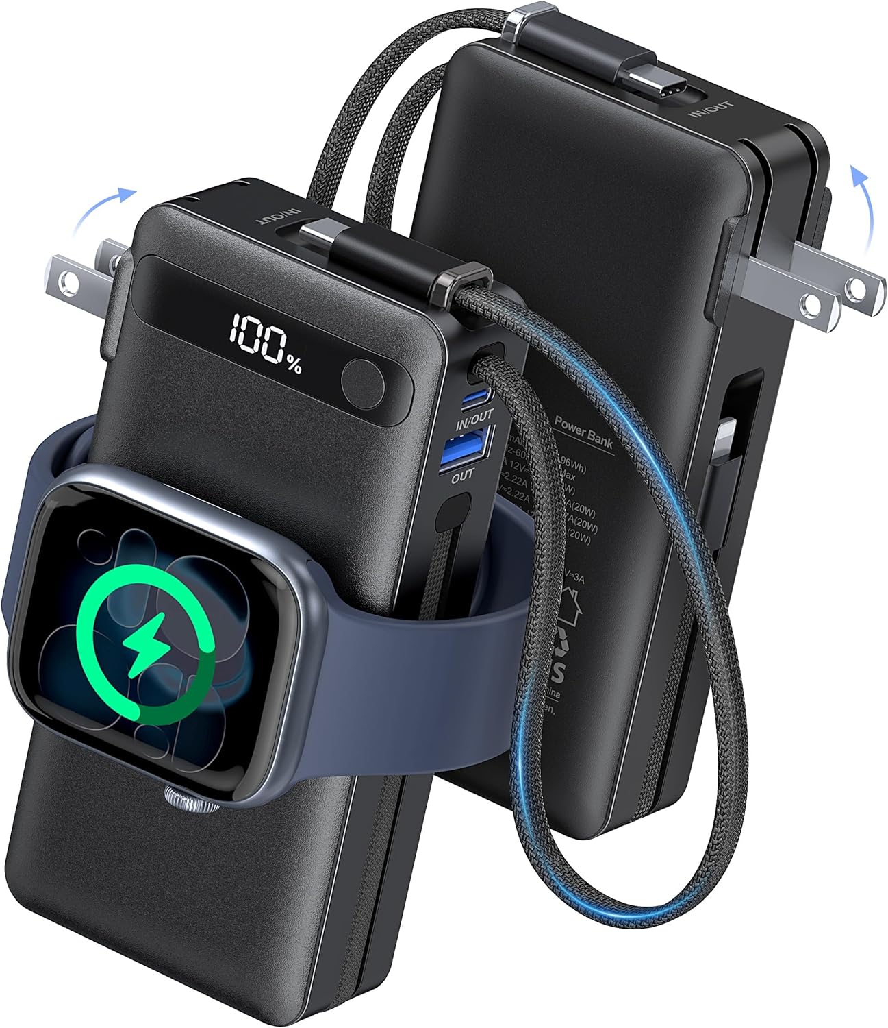 Cargador portátil nano 5 en 1 para iPhone y Apple Watch, cargador p...