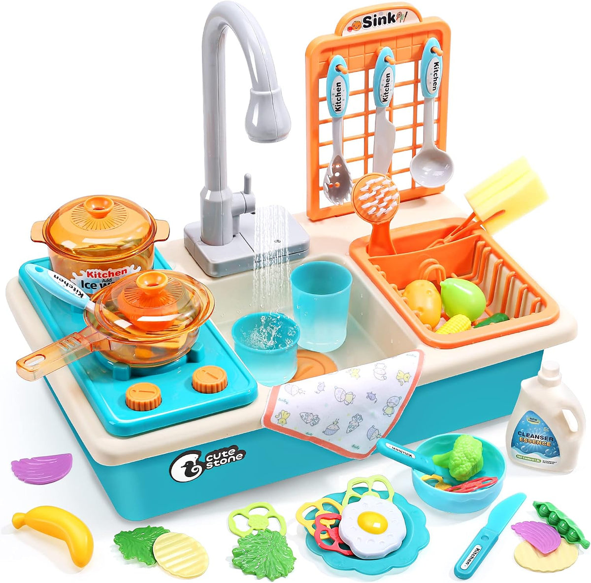 CUTE STONE Juguetes para fregadero de cocina con grifo real mejorado