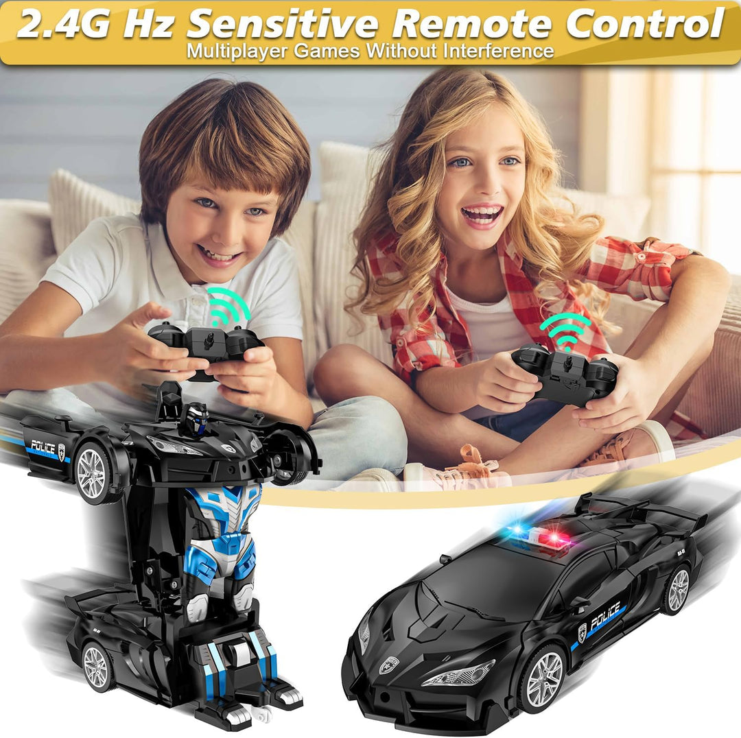 Coche de control remoto con transformación de un botón, autos RC qu...
