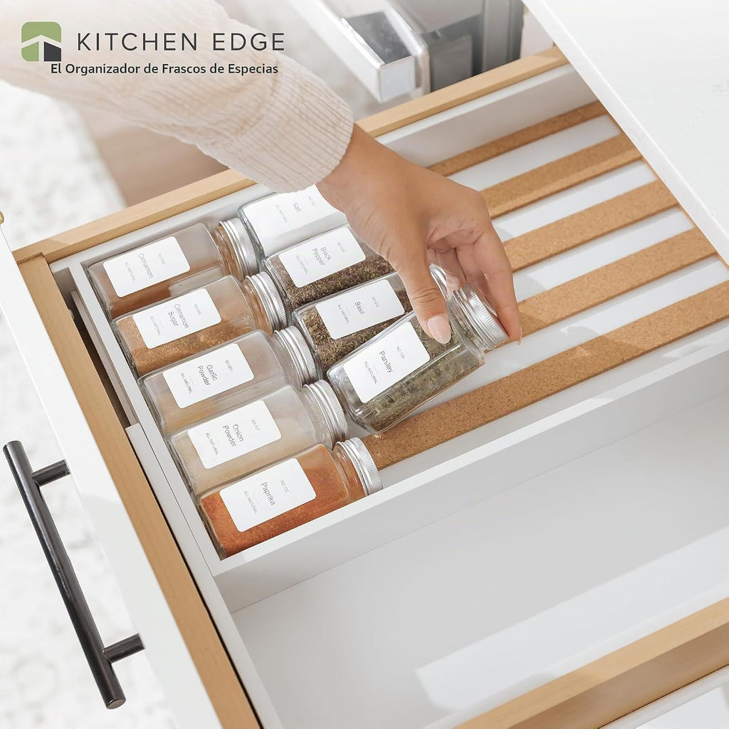 Organizador extensible para cajones de especias, bambú blanco