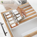 Organizador extensible para cajones de especias, bambú blanco