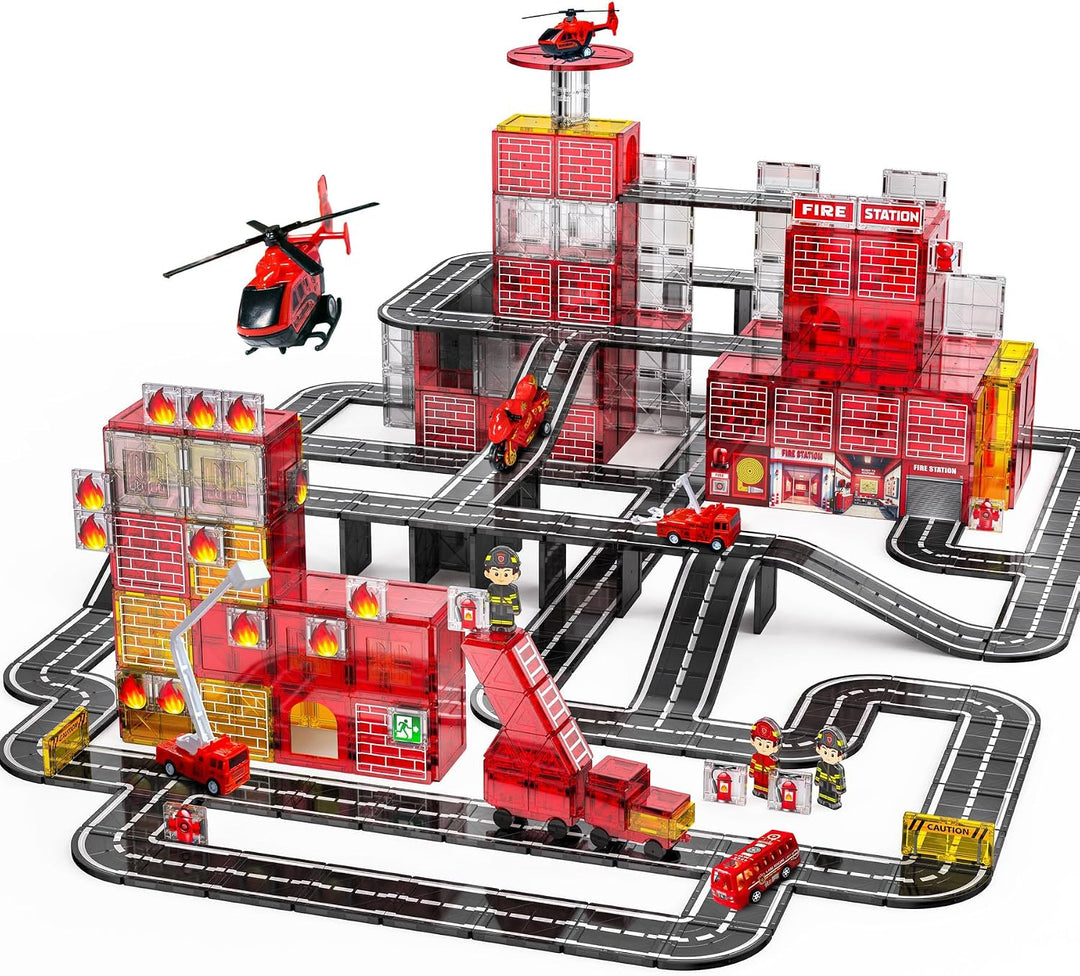 Azulejos magnéticos de estación de bomberos para niños, juguetes de...