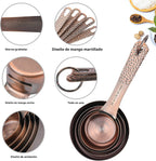 Juego de 14 Tazas y Cucharas Medidoras, Juego de Tazas y Cucharas Medidoras de Cobre para Secos y Líquidos, Métricas y de EE.UU. de Acero Inoxidable, 6 Tazas Medidoras y 7 Cucharas con