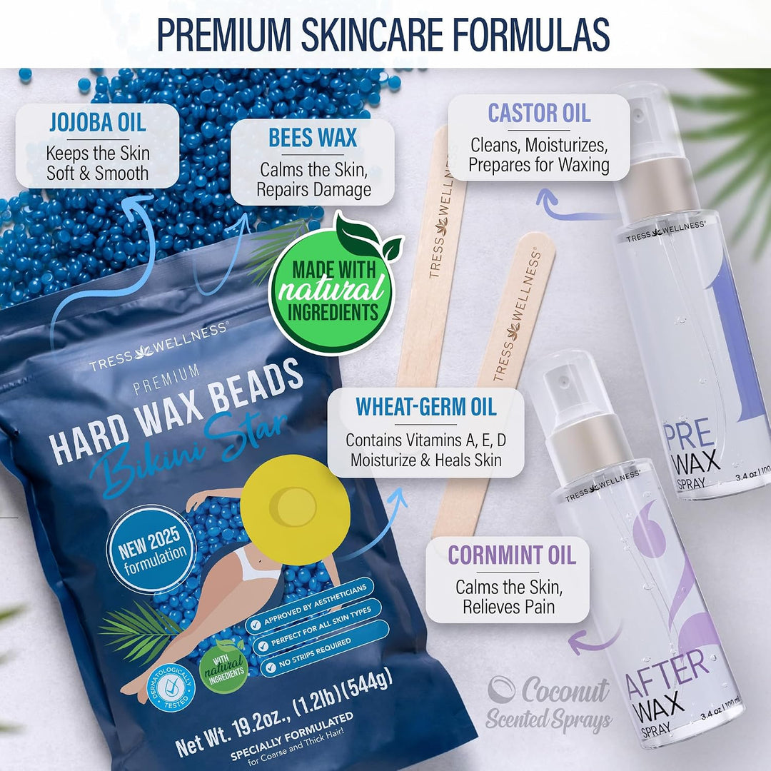 Tress Wellness Kit de depilación de lujo para pieles sensibles, seg...