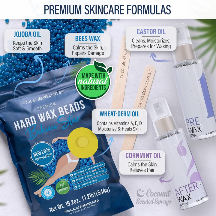 Tress Wellness Kit de depilación de lujo para pieles sensibles, seg...