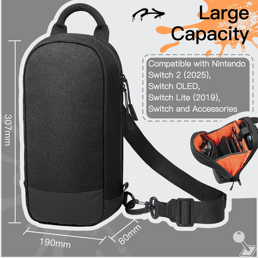 Bolso bandolera JETech para Nintendo Switch 2/Switch OLED/Consola Switch, Negro