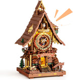 ROKR Reloj de cuco rompecabezas de madera 3D con luz LED y timbre por hora