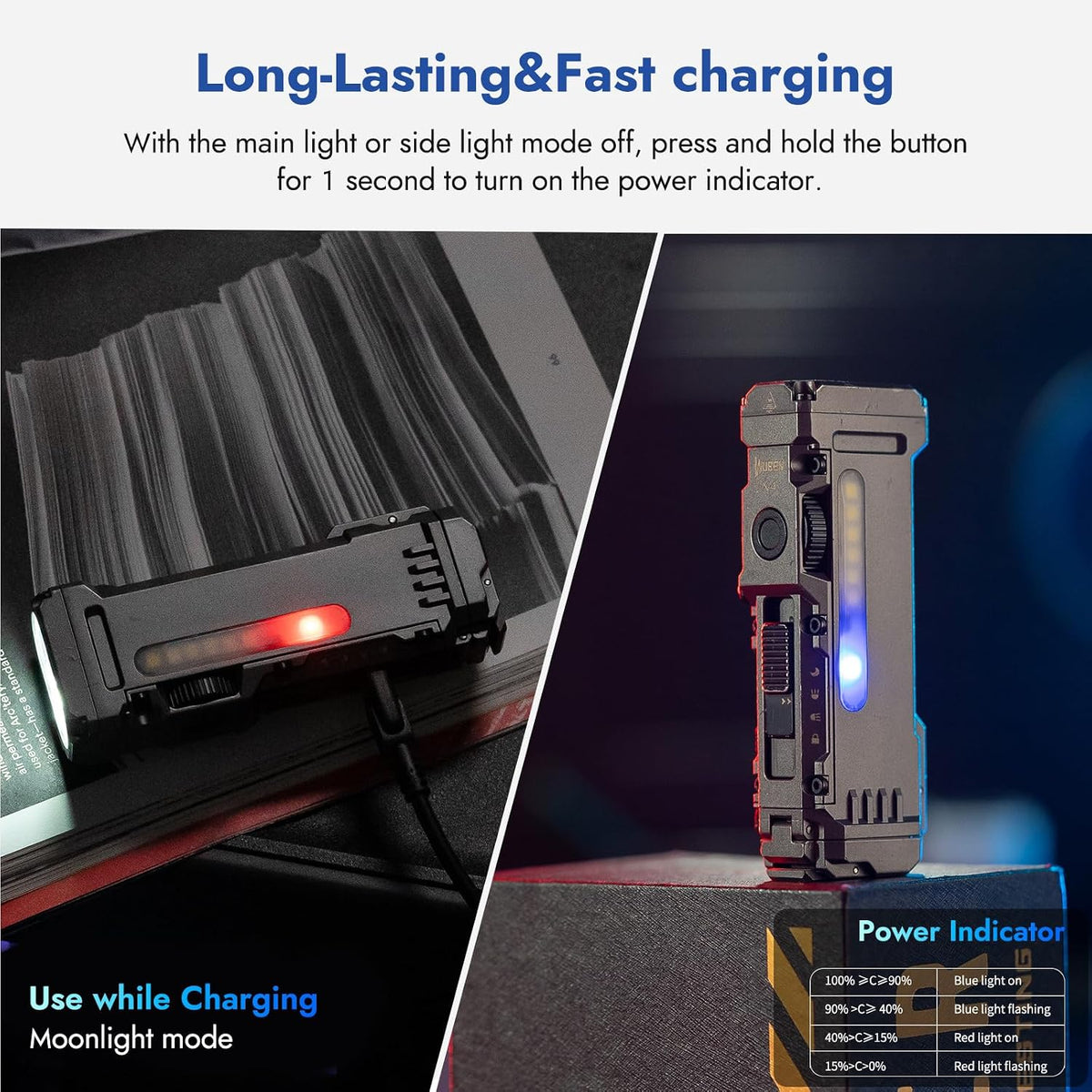 WUBEN Linterna X4 recargable, luz EDC compacta con iluminación RGB