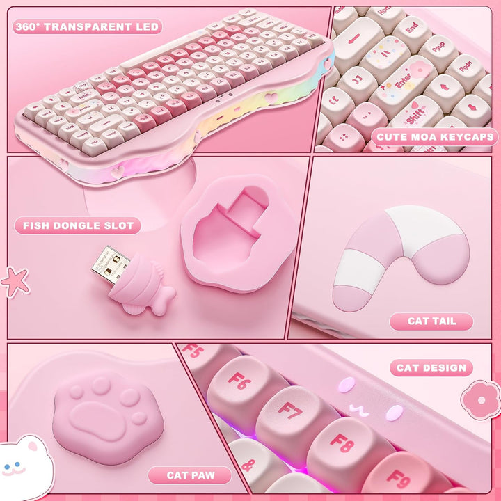 YUNZII Teclado mecánico inalámbrico C75, diseño del 75%, NKRO inter...