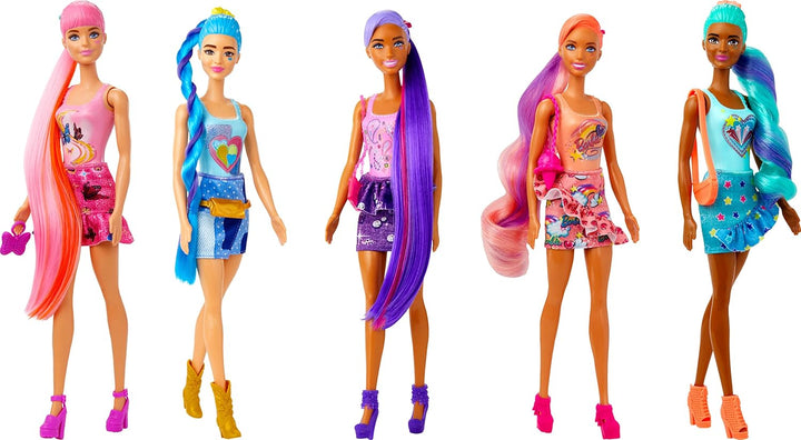 Muñeca Barbie Color Reveal con Accesorios, Serie Denim, Patchwork c...