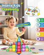 Loolinn Azulejos magnéticos para niños pequeños (mayores de 3 años) - Seguro para niños, certificado de seguridad, remaches reforzados, 100% no tóxico, fuerte magnetismo - Juguete creativo de azulejos