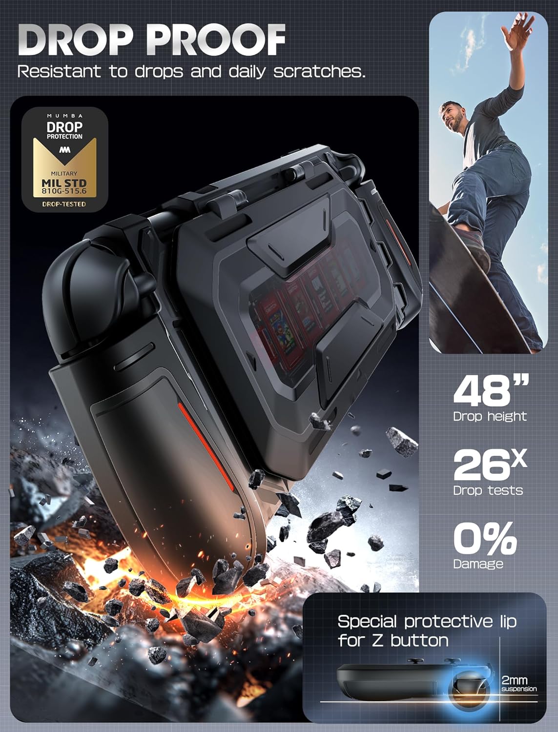 Mumba Titan - Funda para Nintendo Switch 2 con función atril y 7 ranuras
