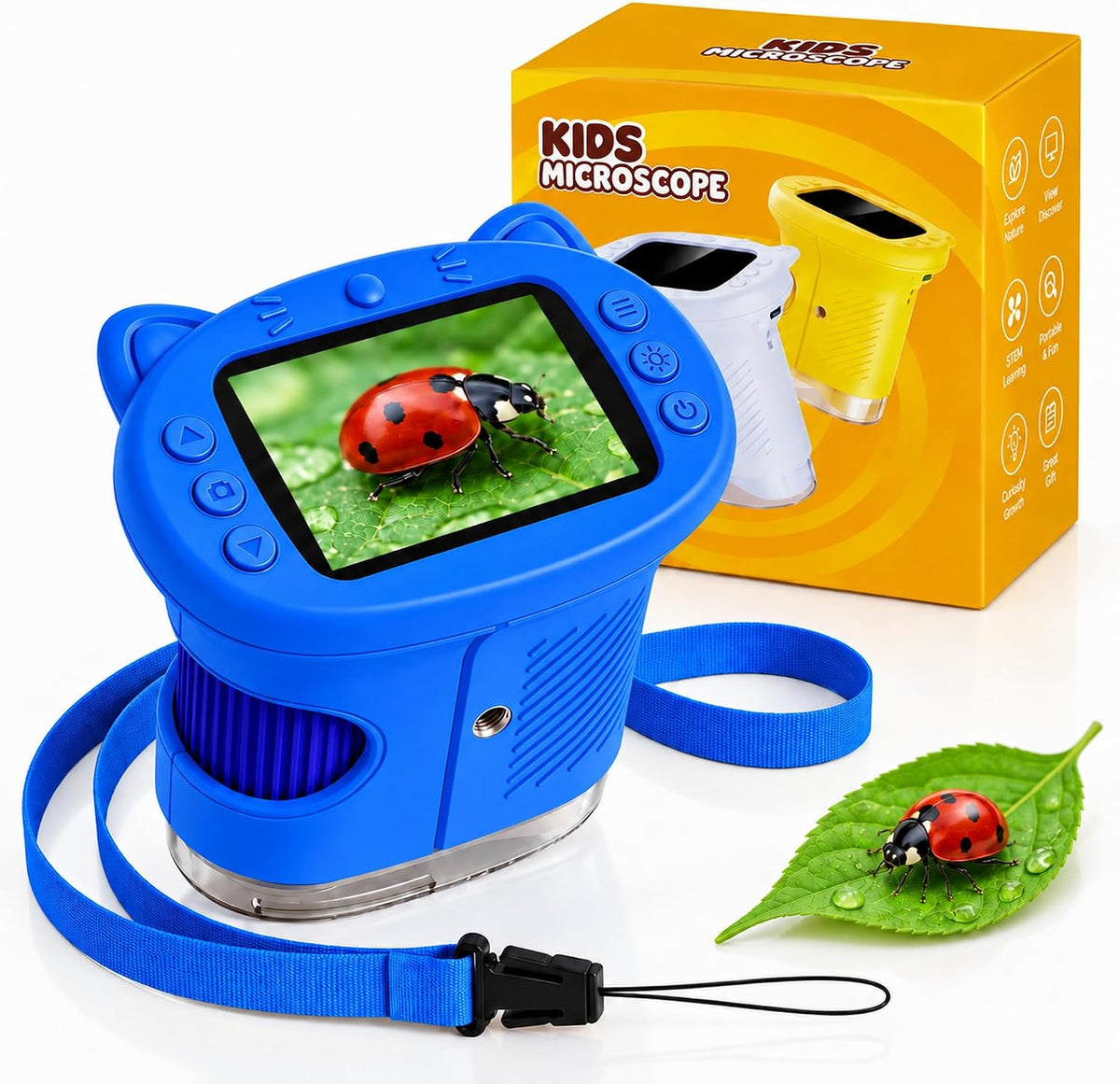 Microscopio para niños, zoom 4K 1000X, pantalla de 2.4", juguete