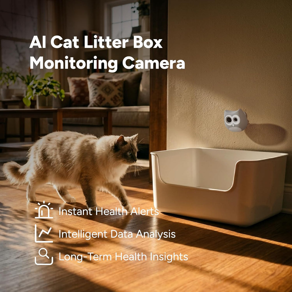 LitterLens - Cámara de arena para gatos con aplicación, monitoreo y alertas de salud AI, orina y taburete, reconocimiento de varios gatos, funciona con cada caja de arena, monitor de salud de