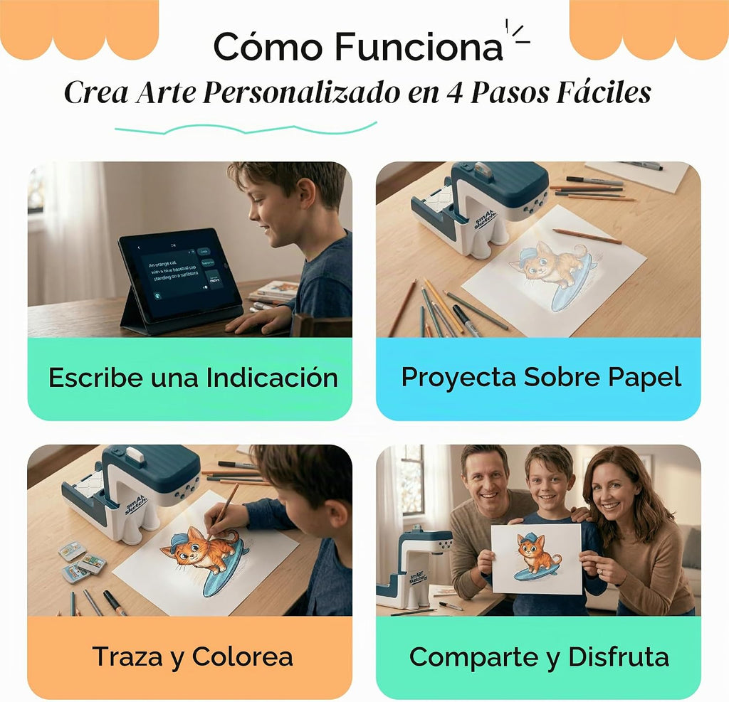 Flycatcher smART Sketcher - Proyector de dibujo AI para niños y