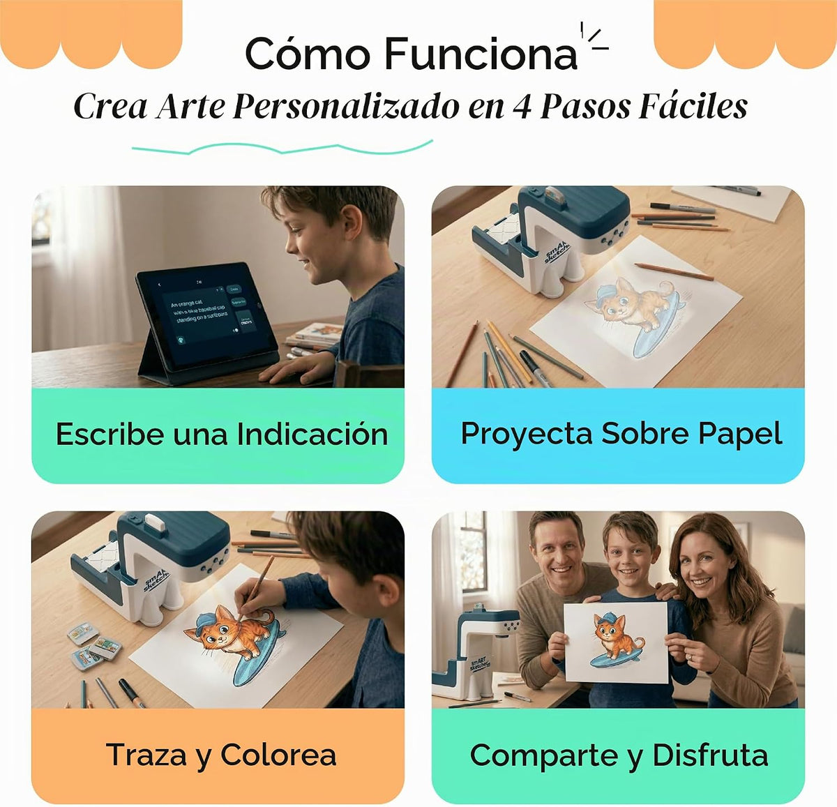 Flycatcher smART Sketcher - Proyector de dibujo AI para niños y