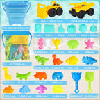 Juguetes de playa con 2 camiones, cubos plegables para niños de
