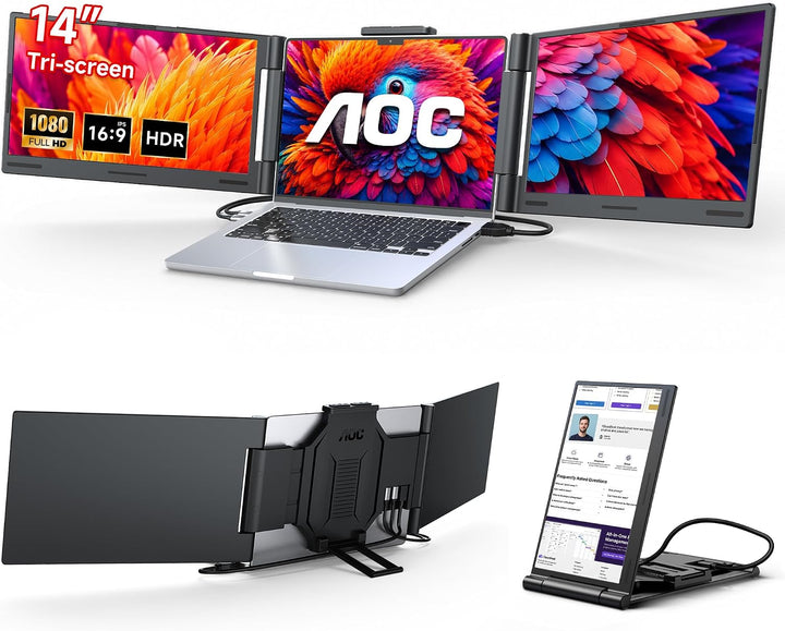 AOC Extensor de pantalla para laptop de 14 pulgadas, monitor portát...