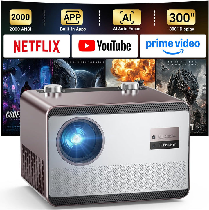 Proyector inteligente Full HD de 2000 lúmenes ANSI, aplicación de t...