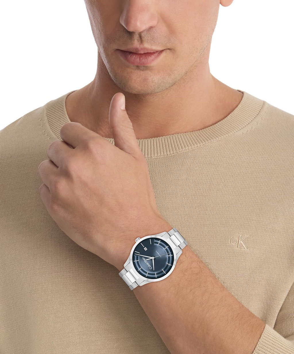 Calvin Klein CK Iconic - Reloj automático 3H de 1.575 in para hombre - Pulsera de acero inoxidable - Resistencia al agua 98.4 ft - Movimiento mecánico de cuerda automática - Reloj de lujo - Regalo